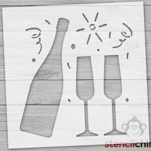 Stencil, New Years Celebration Stencil, Champagne Toast Stencil, Wedding Stencil, Bachelorette Party Stencil, New Years Eve Stencil
