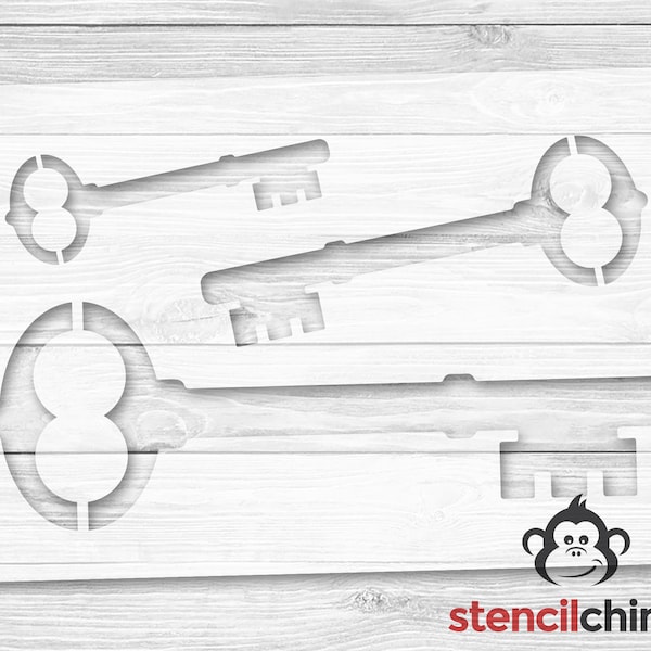 Skeleton Keys Stencil,  3 Old Vintage Key Stencil, Three Retro Keys, Reusable Stencil for Wood, New Home Stencil, Gift for New Home Stencil
