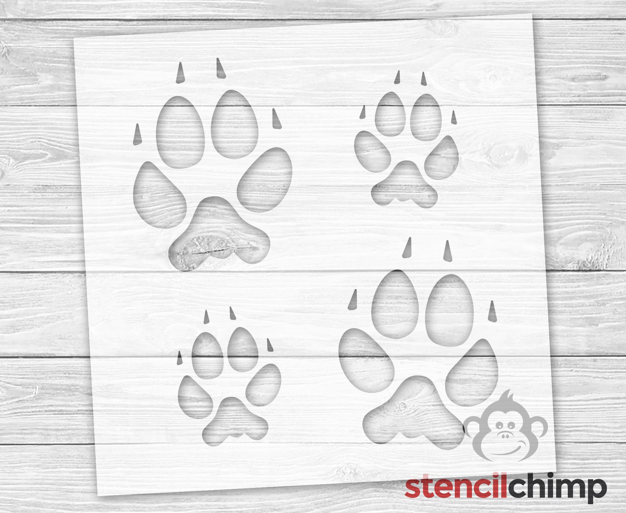 4 Coyote Paw Print Stencil 4 Coyote Foot Prints in 2 Sizes | Etsy