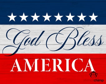 God Bless America Stencil,  4th of July Decor, Independence Day Stencil, Patriotic USA Stencil Stencil for Wood Sign