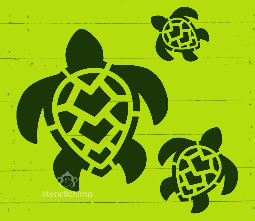 Turtle Stencil Sea Turtle Family Stencil for Wood Sign Beach Stencil