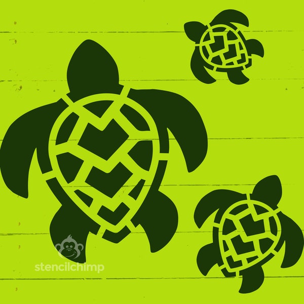 Turtle Stencil | Sea Turtle Family Stencil for wood sign | Beach Stencil | Water Stencil | Ocean Stencil | DIY Pallet Stencil for Nursery