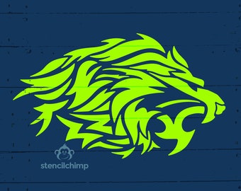 Lion Stencil | Tribal Stencil | DIY Art Stencil for wood sign | School Mascot Stencil | Jungle Stencil | Animal Stencil