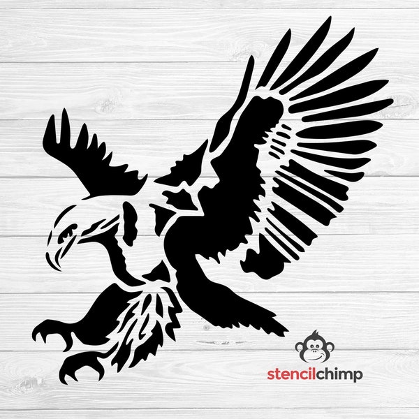 Eagle Flying Stencil | Stylized Eagle Stencil for Wood Sign | Bird Stencil | Nature Stencil | Animal Stencil for Wall Art | Patriotic Decor