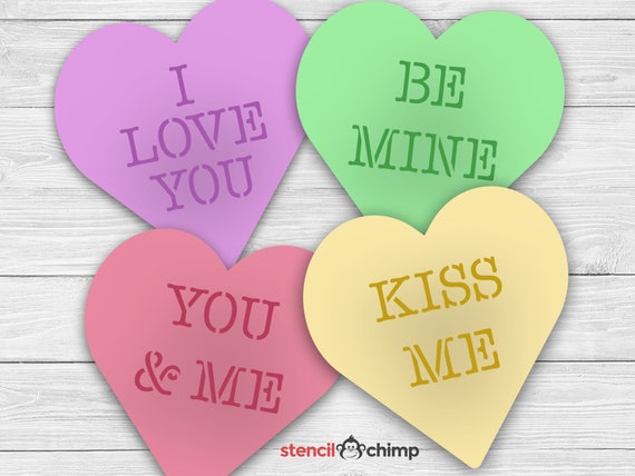 Valentine Stencils, Candy Heart Stencil Bundle, Conversation Hearts, Cookie  Stencil, Valentine's Day Stencils, Reusable Plastic, Craft Kit 