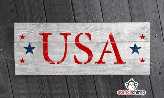 Usa Patriotic Stencil With Stars For Diy Pallet Art Etsy