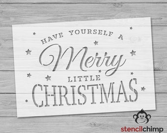 Have Yourself A Merry Little Christmas Stencil for Wood Sign, Cut Holiday Stencil, Christmas Decor Stencil, Christmas Craft Stencil