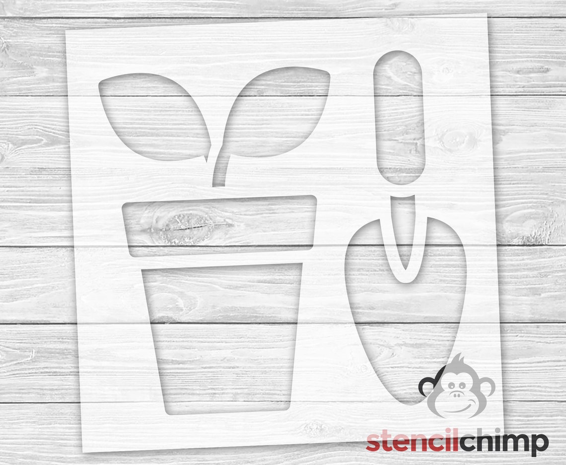 Garden Tools Stencil Garden Stencil Garden Wall Art Etsy