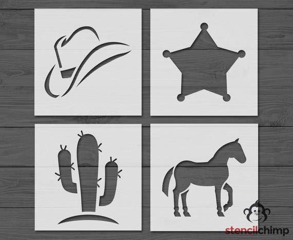 Cowboy Stencil Bundle Wild West Stencil Bundle for Kids Room - Etsy