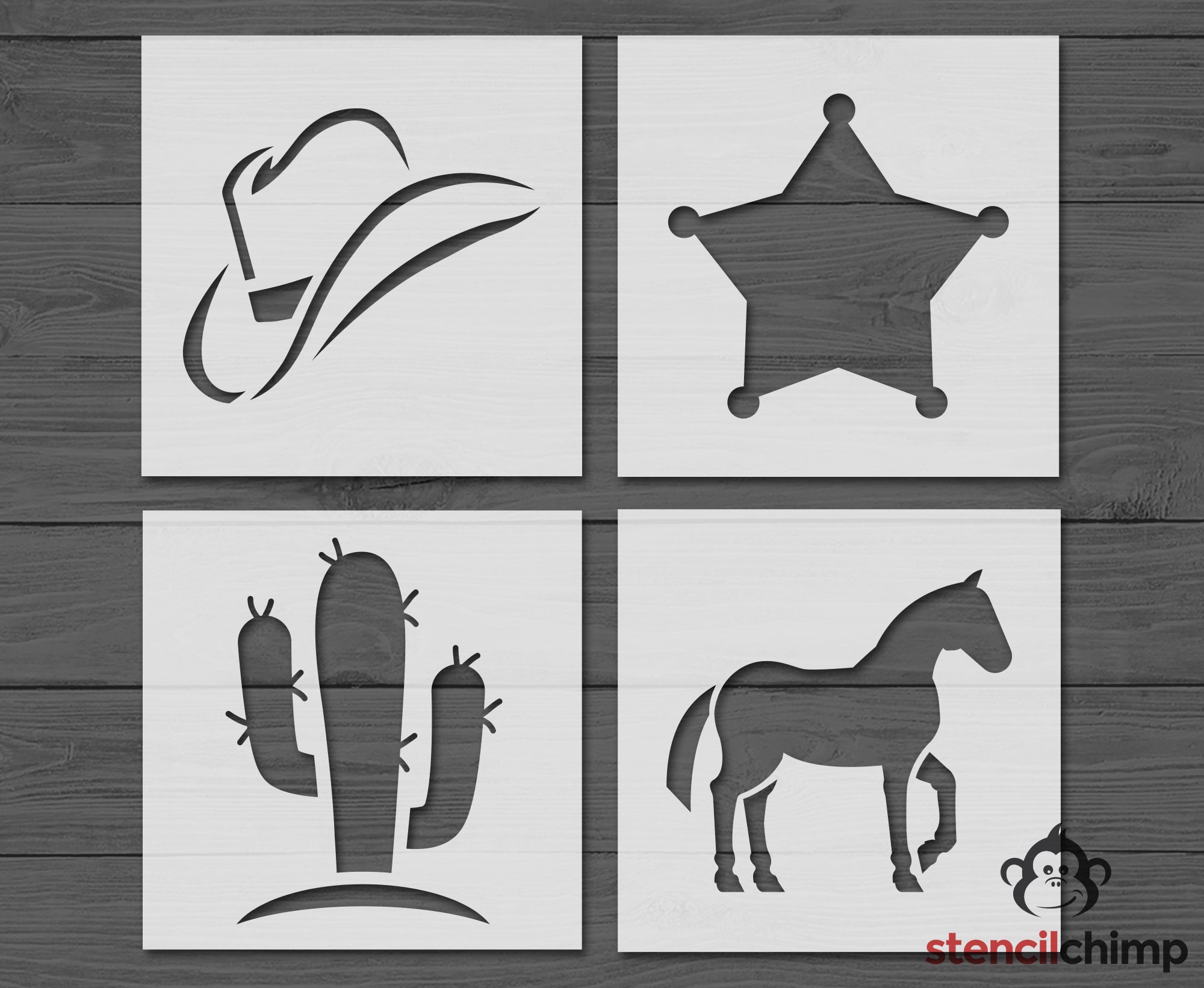 room-decor-cowboy-stencil-bundle-for-kids-room-decor-reusable-or-vinyl-stencil-4-in-one-kid-craft-kit-stencil-for-wood-projects-etsy