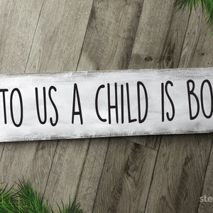 Unto Us A Child Is Born Stencil | Bible Christmas Stencil | Rae Dunn stencil | Religious Horizontal Stencil | Christian Holiday Stencil