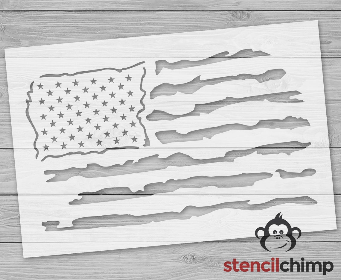 Stencil American Flag Stencil Distressed Flag Stencil Etsy