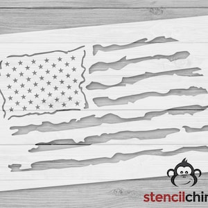 Stencil, American Flag Stencil, Distressed Flag Stencil, Tattered Flag, Torn Flag, Patriotic Stencil, USA, Craft Stencil for Wood Sign