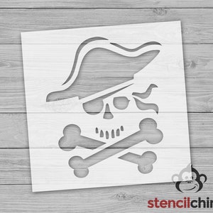 Skull and Crossbones Stencil, Pirate Flag Stencil, Skull Stencil, DIY Art for Kids Craft, Jolly Roger Stencil, Pallet Art for Halloween