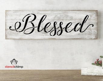 Blessed Stencil | Farmhouse Stencil | Thanksgiving Stencil | Kitchen Art Stencil | Dining Room Decor | Wood Sign Stencil