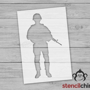 Soldier Stencil, US Military Stencil for Patriotic Decor, Army Craft Stencil for Verteran&#39;s Day, Stencil for Wood Sign. Support our Troops