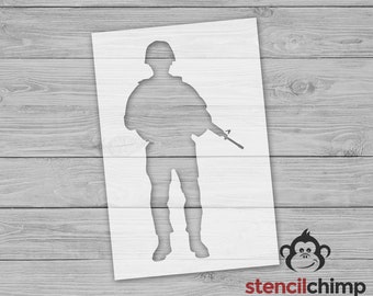 Soldier Stencil, US Military Stencil for Patriotic Decor, Army Craft Stencil for Verteran's Day, Stencil for Wood Sign. Support our Troops