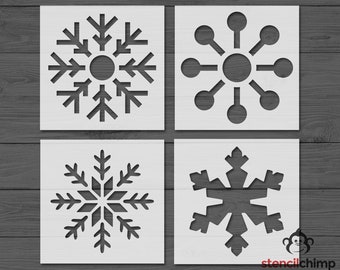 Snowflake Stencil Bundle, Christmas Stencils, Reusable or Vinyl Stencil for Wall, 4 in one, Holiday Craft Kit, Room Decor