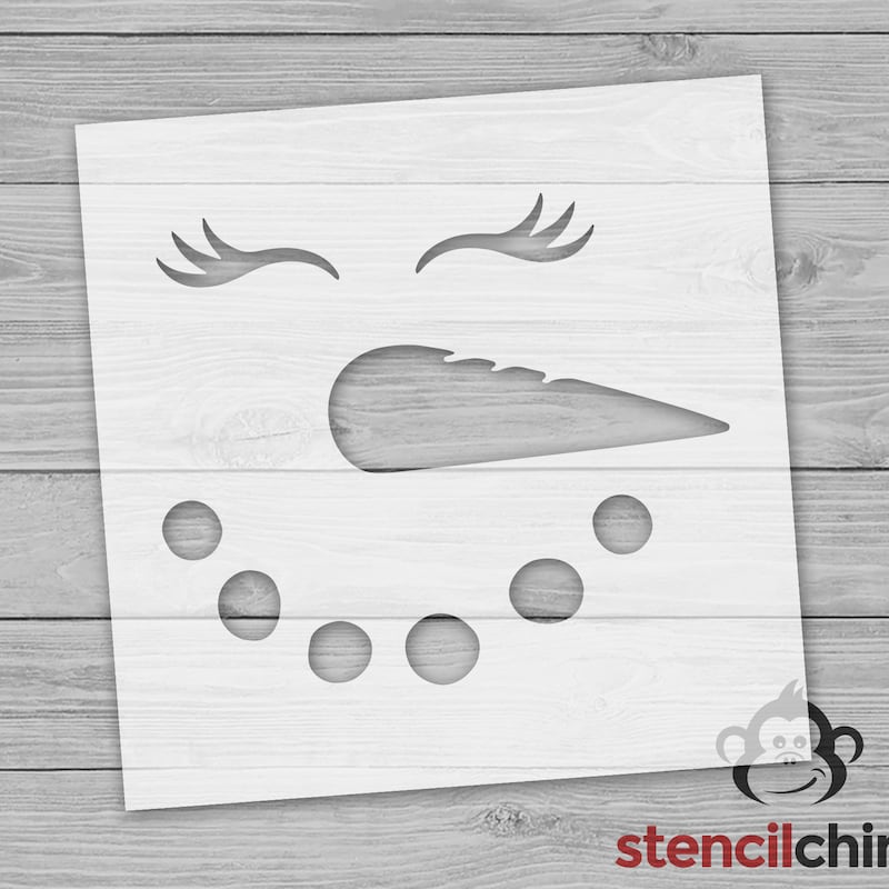 Snowman Smile Face Stencil - Christmas Craft Stencil For Holiday Decor & Signs