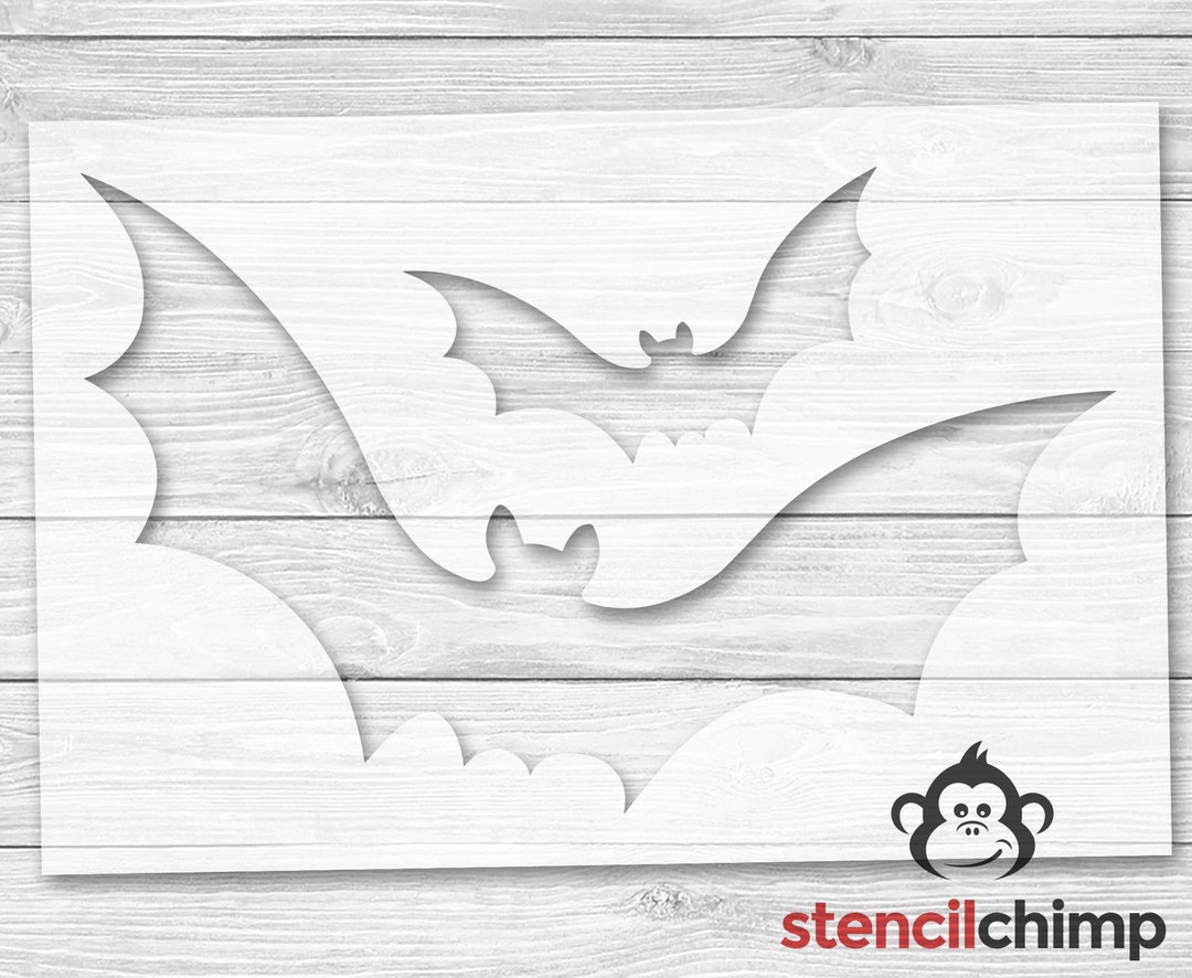 Two Large Bats Stencil Halloween Stencil October Stencil