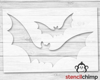 Two Large Bats Stencil, Halloween Stencil, October Stencil, Trick or Treat Stencil, Halloween Party Decor Stencil, DIY Art STENCIL