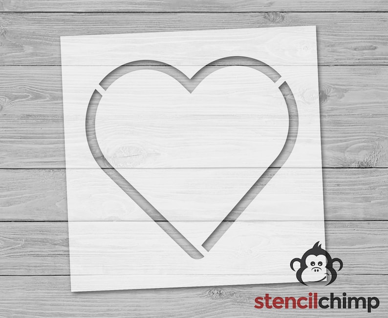 Heart Outline Stencil Simple Heart Stencil Heart Shape Etsy