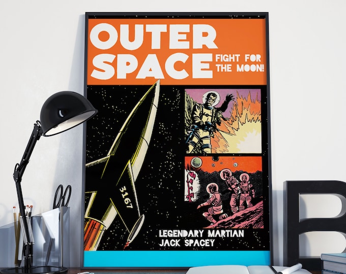 VINTAGE SCIFI POSTER - Rétro Space Art Print, Science Fiction, Comic Book Art