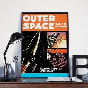 VINTAGE SCIFI POSTER  - Retro Space Art Print, Science Fiction, Comic Book Art