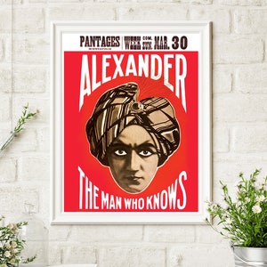 VINTAGE CIRCUS POSTER - Fortune Teller Sign / Art Print The Man Who Knows