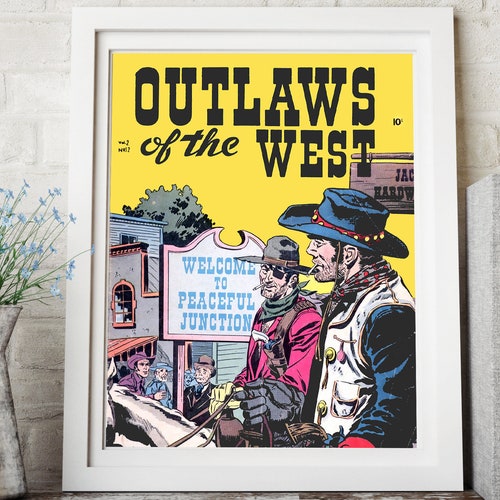 Vintage Western Poster Outlaws of the West Two Cowboys - Etsy