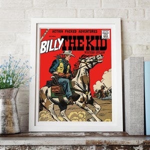 VINTAGE WESTERN POSTER - Billy the Kid Art Print, Quality Reproduction