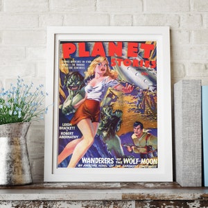 VINTAGE SCIENCE FICTION Planet Stories Outer Space Comic: Vintage Scifi Poster or Canvas Print