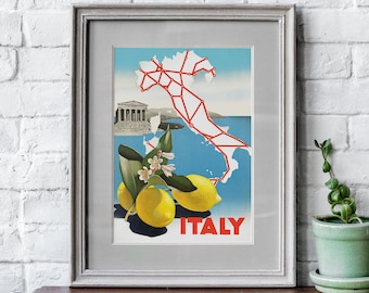 CARTEL DE VIAJE VINTAGE Impresión de viaje a Italia, póster de viaje a Italia, póster de viaje vintage a Italia o impresión en lienzo