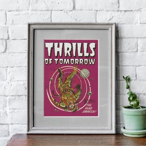 VINTAGE SCIFI POSTER - Thrills of Tomorrow Outer Space Science Fiction Art Print / Wall Art - Vintage Science Fiction / Comic Artwork