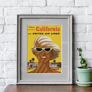 VINTAGE TRAVEL POSTER 70&#39;s California Travel Poster,  SoCal Travel Southern California Vintage Travel Poster or Canvas Print