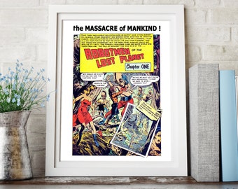 Vintage Sci-Fi Poster, Robotmen of the Lost Planet, Massacre of Mankind - Quality Reproduction