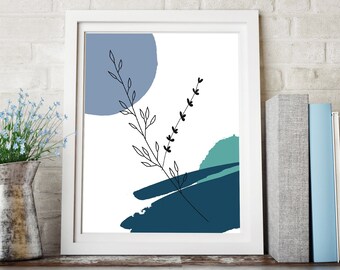 Minimalist Plant Poster - Modern geometric plant leaf room decor, art print, plants, art, bright. - #2