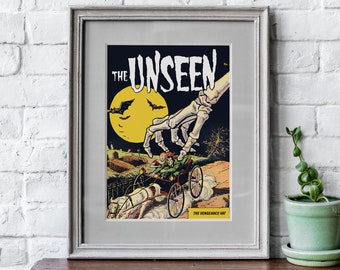 VINTAGE POSTER PRINT - The Unseen Skeleton Hand Vintage Monster Poster - Vintage Cult Horror Poster or Canvas Print