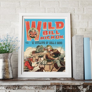 Vintage Western Poster - Wild West Bill Hickok Cowboy Poster, Western Art Poster or Canvas Print