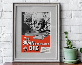 VINTAGE SCIFI MOVIE Poster: Vintage Science Fiction, Retro Movie Poster The Brain That Wouldn't Die