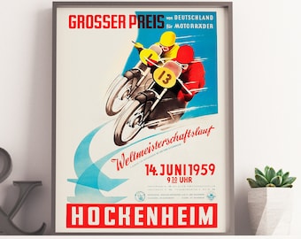 CARTEL DE MOTOCICLETA VINTAGE - Carrera de motos Pro MotoGP Carrera de motos vintage Ciclo de carreras Moto de calle. Póster o impresión en lienzo