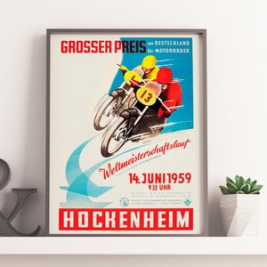 VINTAGE MOTORCYCLE POSTER - Motorcycle Race Pro MotoGP Vintage Motorcycle Cycle Racing Streetbike Motorcycle . Poster or Canvas Print