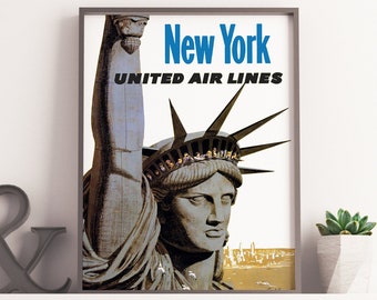 VINTAGE NEW YORK Travel Poster, New York City Nyc Visit Ny Statue of Liberty Vintage New York City travel poster, New York decor, home decor