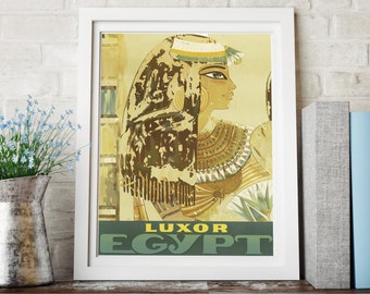Vintage Egypt Travel Poster - Cleopatra Wall Art, Egyptian Art