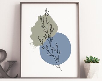Minimalist Plant Poster - Modern geometric plant leaf room decor, art print, plants, art, bright. - #6