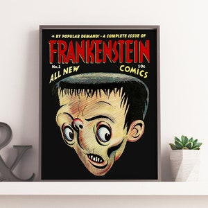 Vintage Frankenstein Poster, Vintage Monster Science Fiction / Horror Movie Vintage Art Print