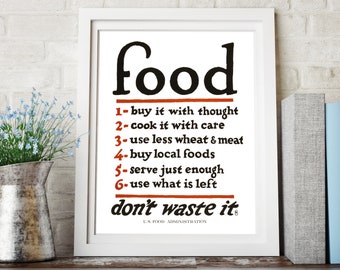 VINTAGE KITCHEN ART - Decoração de cozinha retrô / Impressão de arte. Arte de parede de comida, tipografia