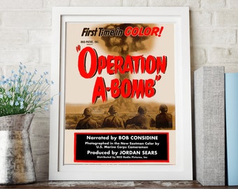 PROPAGANDA POSTER Atomic Bomb Art Print / Wall Art.  Cold War Vintage Art Print "Operation A-Bomb"
