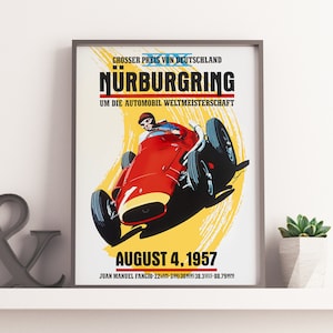 VINTAGE RACING POSTER - Auto Racing Vintage F1 Tour Euro Race Vintage Car Racing Poster, Race Track, Race, Vintage Auto