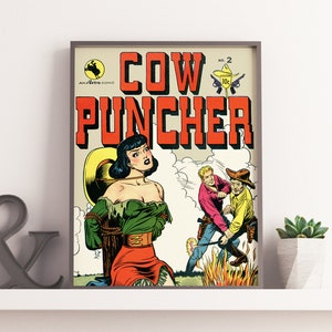 Vintage Western Poster - Cow Puncher Wild West Cowboy Old West Poster Cowboy Print, Vintage Wild West Art, Western Decor